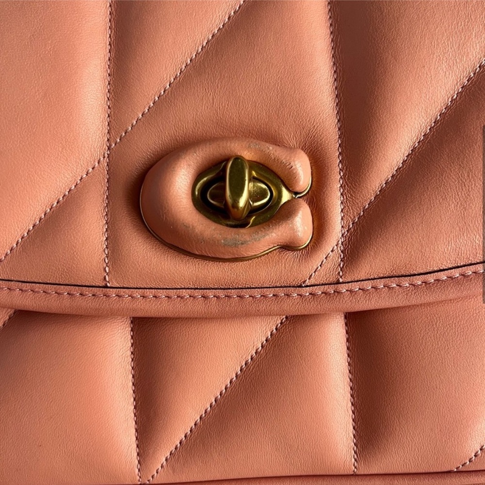 Coach Madison Quilted Leather Pillow Bag Chain Pink Coral - Picture 6 of 15